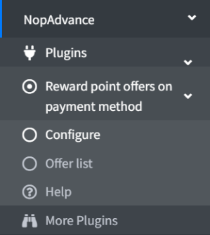 reward point offers on payment method plugin page